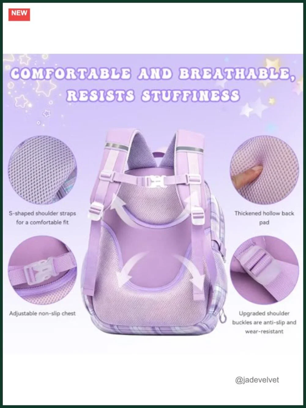 Large Capacity Plaid Backpack with Reflective Strips for School Teens